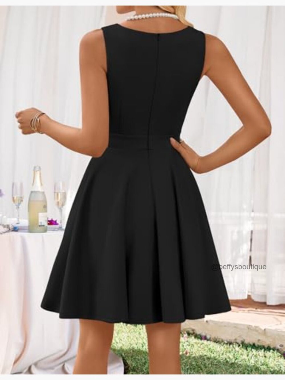 Sleeveless Mini Dress A-Line Cocktail Party Wedding Guest Elegant - Picture 4 of 7